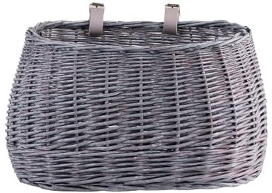 e-wicker24 Fahrradkorb Fahrradkorb Weidenkorb mit Lederriemen