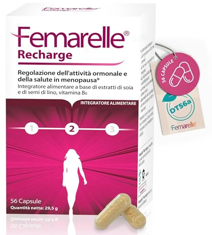 Femarelle Recharge Capsule per Menopausa | Senza ormoni, Con DT56a, Estratto di semi di lino, Vitamina B6, Equilibrio ormonale