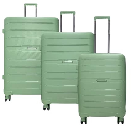 MODELISA - Juego De 3 Maletas De Viaje con 4 Ruedas Giratorias Rígida Equipaje Expandible Polipropileno (Verde, Set)