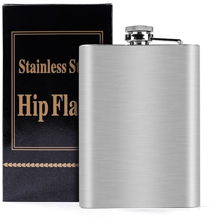 BOROCO Flasque portable en acier inoxydable de 8 oz avec entonnoir pour alcool, whisky, rhum