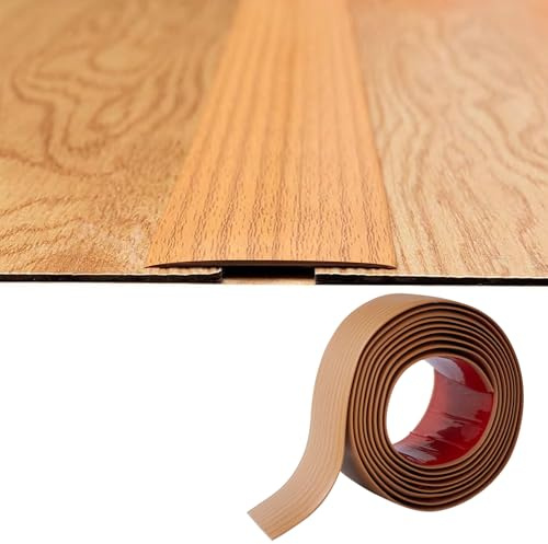 Bande de Transition Plate 2mm épaisseur PVC,5cm Large Bande de Seuil Fine Autoadhésive Barre de Seuil Souple Baguette Seuil de Porte Profilé de Transition Joindre Espaces de Sol,2M Grain de Bois Jaune