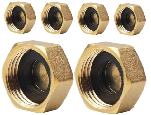 Toddmomy 6Pcs Brass Blanking Nut Caps for Radiator Valves Faucets Washing Machines Durable Leakproof Brass Construction with Rubber Gaskets for Outdoor Plumbing