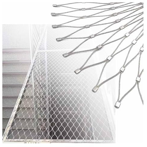 Filet de sécurité flexible en acier inoxydable, 0,8 x 28 m pour balcon, jardin, ferme – Clôture métallique de 10 cm/2 mm pour fenêtre, terrasse et bordures extérieures