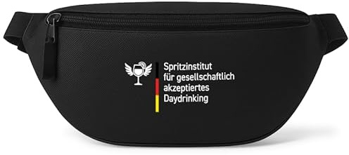 Spritzinstitut - Bauchtasche Herren/Damen, Umhängetasche Festival Gadget, Bauchtasche Zubehör, Gürteltasche Herren, perfekt für Malle, Schwarz