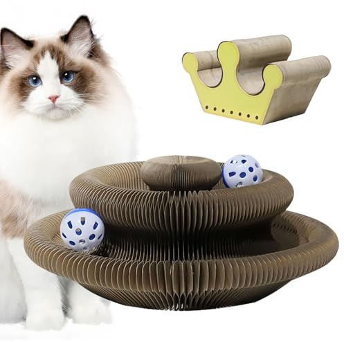 für Katzen, magnetischer Kratzpappe für Katzen, Wellpappe mit Kugel und Bett für Möbel, Ecken, Ruhe, Innenbereich, Außenbereich, Wohnzimmer, Schlafzimmer