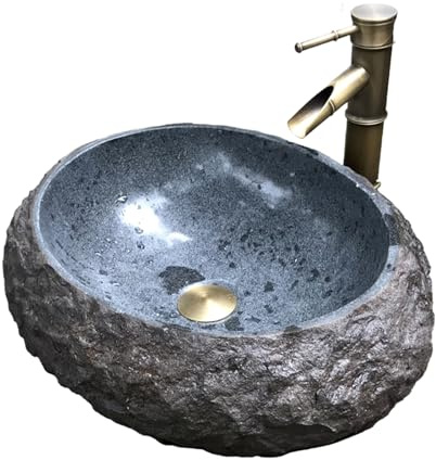Lavandino in Pietra, lavello Ovale, lavandini da appoggio, Adatti per Uso Interno ed Esterno - 18,9 LX 14,6 W 5,9 H