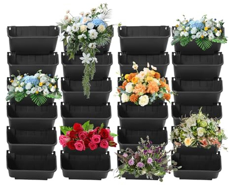 UESUENYENS 24 Pack Vertical Garden Planter,33CM Wall Mounted Planter for Patio Indoor Outdoor Decor, Garden Self Watering Pot Balcony Plant Vegetable Fruit Herb Hanging Pocket Holder Flowerpot Schwarz