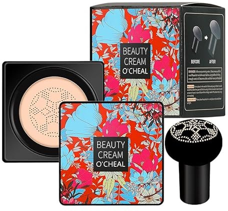 Mushroom Head Air Cushion CC Crema, BB Cream Cushion Foundation, base impermeable e impecable, cobertura completa, maquillaje de cobertura completa, duradero