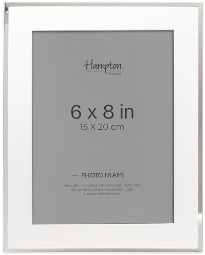 Hampton Frames PICCADILLY Silver Plate Photo Frame 6x8 Inch, Silver, Glass, Bevel Cut Mount Freestanding or Wall Mount Display for Photos PIC68SIL