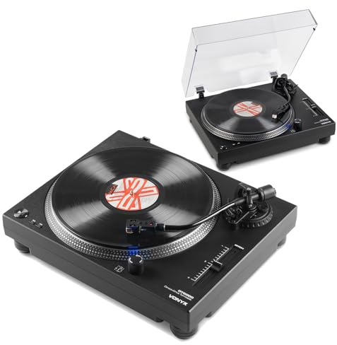 2x Direct Drive DJ Turntables with USB Recording, Audio-Technica Cartridge, Phono Preamp and Pitch Control, Vinyl DJ Decks for DJ Setups and Home Hi-Fi Listening
