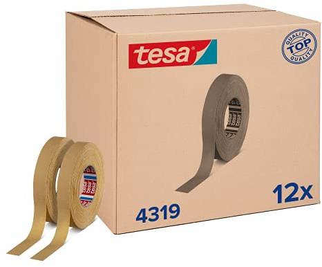 tesa® 4319 – 72 rullar (kommersiell bindning), högpressat pappersklisterband för målning och förpackningsändamål, 50 x 25 mm