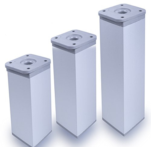 Stahlia Möbelfüße verstellbar quadratisch 100mm (4 Stück) Chrom Matt 40x40mm Füße für Möbel Möbelerhöhung Schrankfüsse Möbelbeine Schrankbeine