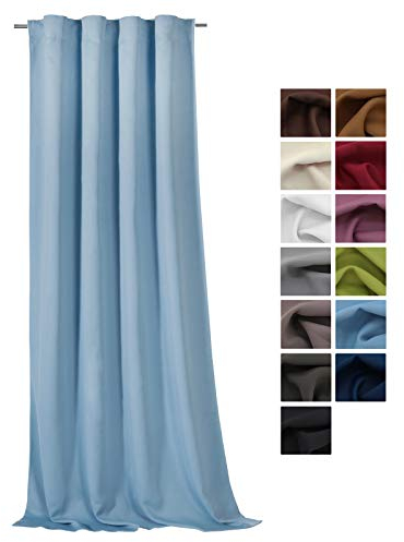 heimtexland ® Verdunkelungsvorhang mit Multifunktionsband Kräuselband und verdeckte Schlaufen Thermogardine Verdunklungsvorhang HxB 245x135 cm Typ139 hellblau