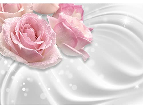 Runa Art Fototapete Blumen Rosen Modern Vlies Wohnzimmer Schlafzimmer - Made in Germany - 308 x 220 cm Rosa Grau 9357010c