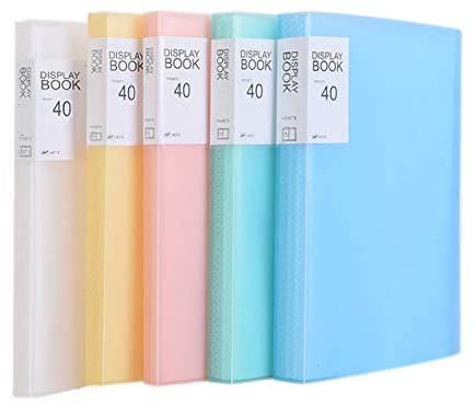 TUKA-i-AKUT Lot de 5 porte-vues A4 en polypropylène massif avec 200 pochettes transparentes (12,7 x 101,6 cm), couverture translucide, lot de 5 en 5 couleurs TKD8018-5x