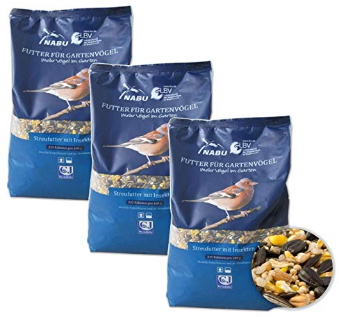 CJ Wildlife Wildvogel-Streufutter mit Insekten, Winterfutter, Sparpack 3 x 2 kg