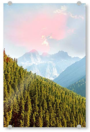 artboxONE Acrylglasbild 30x20 cm Natur Evergreen Nature Bild hinter Acrylglas - Bild Landscape Berge Evergreen