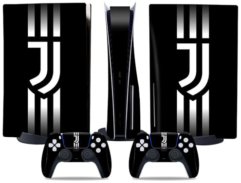 MaD Vision® Extra-Durable Skin Kit per PlayStation 5 (PS5) Disc | Set di Pellicole Adesive in Vinile Opaco per la Console e 2 Controller - per Juventus Design