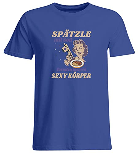 Spätzle avec sauce – Proverbes souabes – Cadeaux de souabe – T-shirt grande taille, bleu roi, XXXL