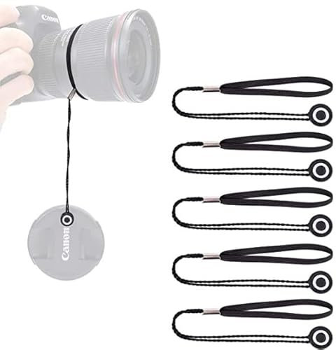 Vesaneae 5 Pièces Dragonne Appareil Photo Poignet, Cache Objectif Universel, Bouchons D'objectif élastiques, Lanière Élastique Auto-adhésive Chaîne Anti-Perte Compatible pour éviter de Perdre