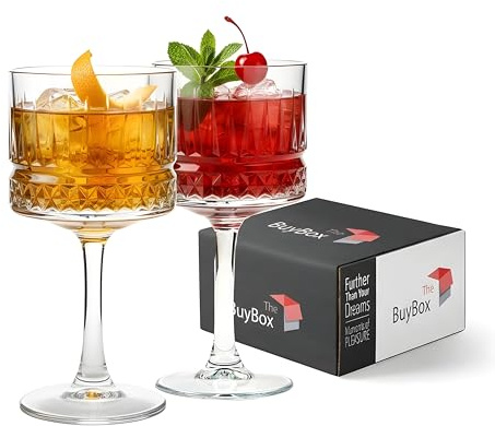 Vintage Coupe Glasses (500ml/17oz), Champagne, Cocktail, Martini, Aperol Spritz Glasses, Wine Glasses, Long Stem Glassware (2 Pcs (500ml))