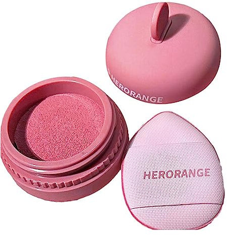 Grapefruit Shimmer Blush Powder Palette Face High Gloss Brighten Highlight Cheek Powder Orange Rouge Gradi Makeup Puff With