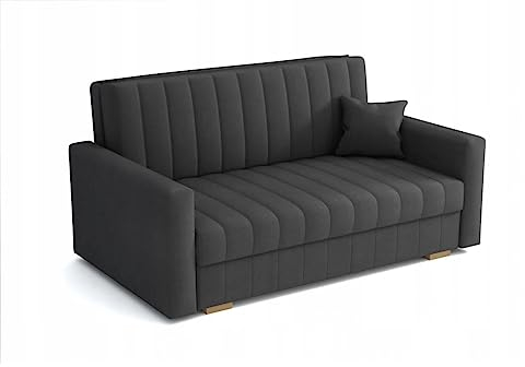 MEBLE-LUX Schlafsofa klein Zanzibar I Sofa 3 Sitzer 153 cm Breit I Sofa mit Schlaffunktion I Schlafsofa mit Bettkasten I Couch mit Schlaffunktion Klein I Grau