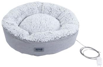 Home Deluxe - Beheizbares Haustierbett Comfy - 50 x 50 x 13 cm, Farbe: Grau, Baumwollfüllung, Stecker mit USB Anschluss I Hundebett Hundekissen Bett für Katzen