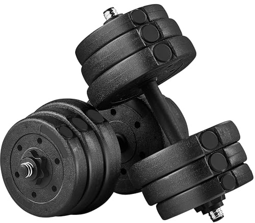 Yaheetech Kit d'haltères Musculation 25 kg Set d'haltères Réglables avec Plaques Paire d'haltères Fitness Gym à Domicile Noir
