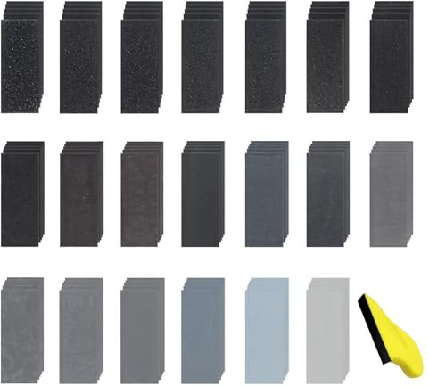 Peiyee 100 StüCk Schleifpapier Set,Schleifpapier-Set Mit Handschleifer,60 Bis 5000 KöRnung Schleifpapier,Hand Schleifpapier Nass Und Trocken FüR HolzmöBel, Auto, Stein, Lack, Metall, Glas