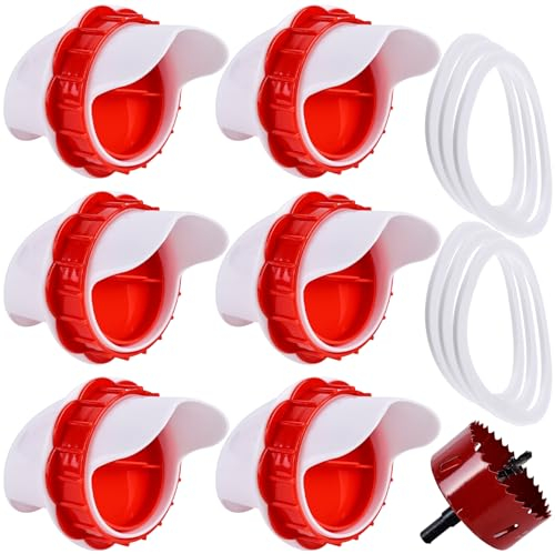 MEYAGOT 6 Stück Futterautomat Hühner Ohne Abfall, DIY Futterspender Hühner, Hühnerfutterautomaten Zubehör Hühner Futterautomat Hühnerfutter Automat Mit Lochsäge, Für Eimer, Behälter, Tröge