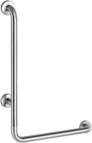 Haltegriffe für Badewannen und Duschen, gebogener Edelstahl-Haltegriff in L-Form, an der Wand montierter Eckhandlauf, WC-Dusche, rutschfeste Sicherheitsstützschiene