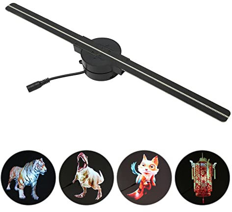 Ventilateur D'hologramme 3D, Projecteur WiFi 16,5 Pouces 2000x224 avec 224 Perles LED, Affichage Publicitaire de Table, Contrôle par Application, pour Halloween, Magasin (Prise UE)