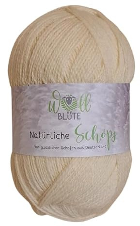 Wollblüte Strickwolle | Wolle vom Schaf zum Stricken und Häkeln | regionale Schurwolle wollweiß in drei Stärken (2-fädig)