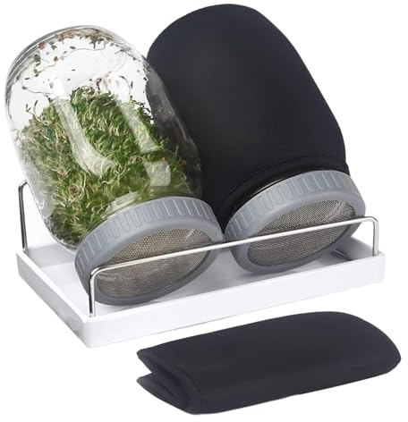 HUNJHYC Quart Kit de culture de germes | Bocaux à graines | Lot complet de germes en verre | Kit complet de germes en verre | Kit de germes d'intérieur pour la culture de germes de haricots brocoli