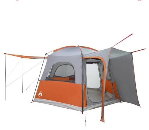 vidaXL Biltält 4 personer grå och orange vattentätt, tält, trädgårdstält, friluftsskydd, campingtält, campingskydd, trädgårdsskjul, vattentätt tält