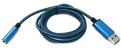 System-S Câble audio USB - 100 cm - Prise jack 3,5 mm femelle vers 2.0 type A mâle - Adaptateur AUX tressé - Bleu