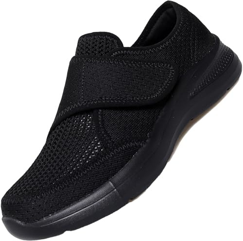 AEHO Pantoufles Diabétiques Femme Chaussures Médicales pour Femme Chaussure Femme Pied Large Chaussons Pieds Gonfles Femme Chaussons Orthopédiques Femme,Noir,35 EU