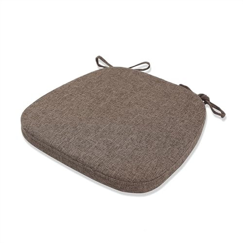 Leinen Stuhlkissen mit Bändern Garten Sitzkissen 42x40cm waschbar halbrund Stuhlauflage für Outdoor/Indoor Blau 1 Stück