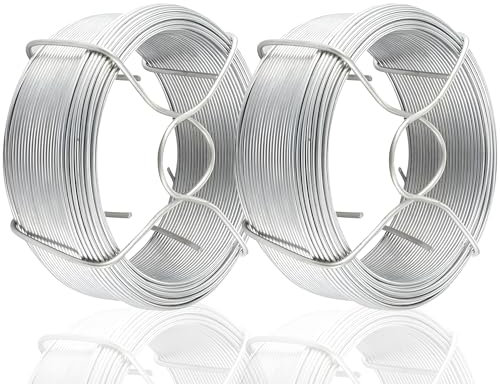 2 Rolls of Galvanised Garden Wire - 36m x 0.6mm Flexible Aluminium Craft Wire, 23 Gauge, Ideal for Building or Fencing, Bendable Sculpting Wire for Plants, DIY, Sculpting, Arts & Crafts, Decking