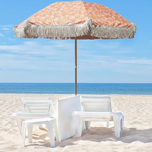 Parasol de Plage inclinable for extérieur, Parasol à Pompons, idéal for la pelouse, la Piscine, la terrasse ou Le Balcon