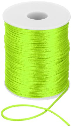 PATIKIL 2mm x 110 Yard Nylon String Cord Beading Satin String Knotting Cord Twine Thread for Jewelry Making Chinese Knotting Necklaces Macrame DIY Craft, Fluorescent Green