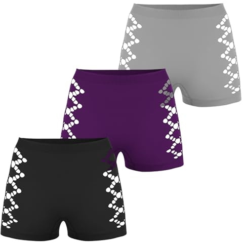 AIEOE Underkläder kvinnor boxershorts dam hög midja trosor stretchiga ben hipster sömlösa trosor 3-pack, Svart lila grå, L