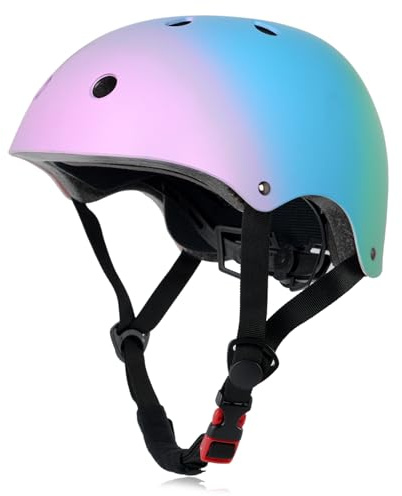 Kids Bike Helmet, Adjustable and Multi-Sport, from Toddler to Youth, 3 Sizes (Pink Blue Green)