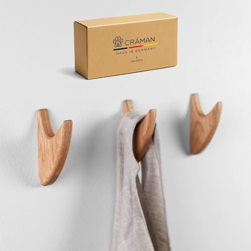 Craman Set aus 3 Haken aus Holz, Keramikfliesen, Eiche, Kleiderhaken, Küchenhaken, modern, Heimdekoration, Geschenk, Hausdekoration, HSA3 Deutschland