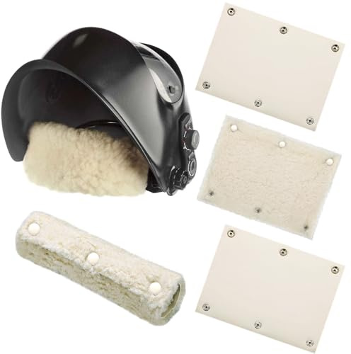Suncalla 3 Pcs Sheepskin Padding Welding Helmet Headgear Padding Hard Hat Sweatband Welding Hood Accessories Washable Sheepskin Headgear Liner for Men Women