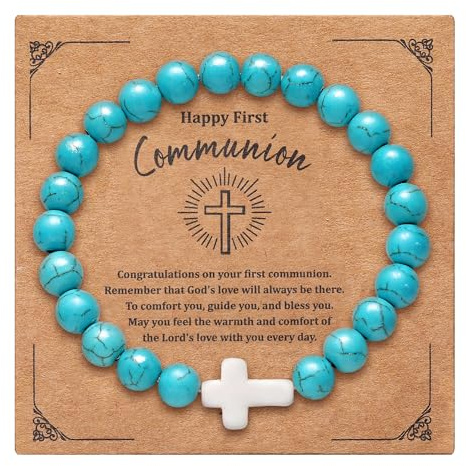MILACOLATO Bracciali Rosario Cattolico con Croce Regolabile Bracciale Uomo Pietre Naturali Braccialetto Cristiano Elastico Regalo Cristiano Battesimo Cattolico Gioielli Religiosi Uomo Donna