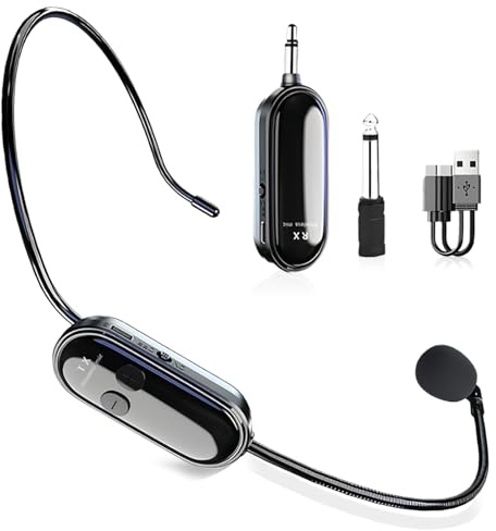PORFOYO Micrófono Inalámbrico 2.4G con Micrófono, Inalámbrico, Recargable, Alcance de 30 m, Ideal para Guías Turísticos, Profesores, Amplificadores de Voz