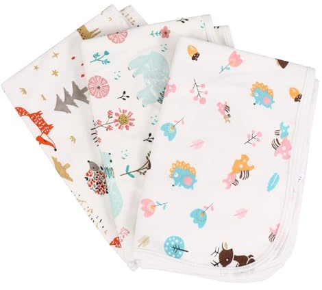 MERRYHAPY 3 pezzi Traversine Lettino in Cotone Impermeabili e Lavabili Materassini Cambio Pannolino con Stampa Animali per Ragazzo Ragazza Protezione Letto Ragazzo Ragazza