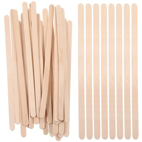NUOBESTY 100 Bâtonnets de Cire en Bois pour Épilation Corps et Sourcils – Spatules Épaisses et Arrondies 140X6X2 MM – Kit 100 Pièces pour Application Cire Visage et Corps